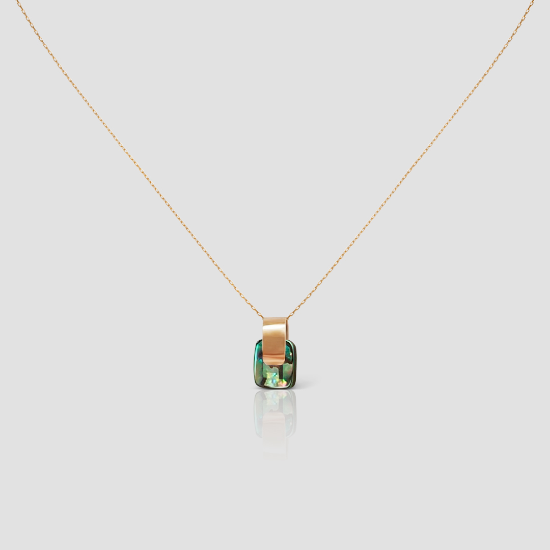 Handmade Solid Gold Abalone Shell Necklace