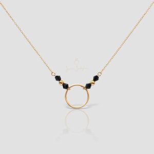 Handmade Gold Karma Necklace ,Minimal Circle Beaded Necklace