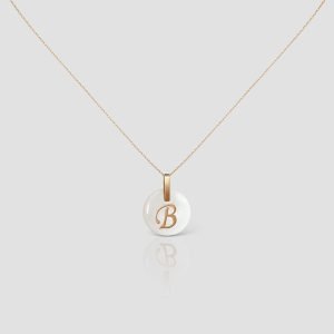 Initial Letter Necklace 14K Solid Gold Handmade
