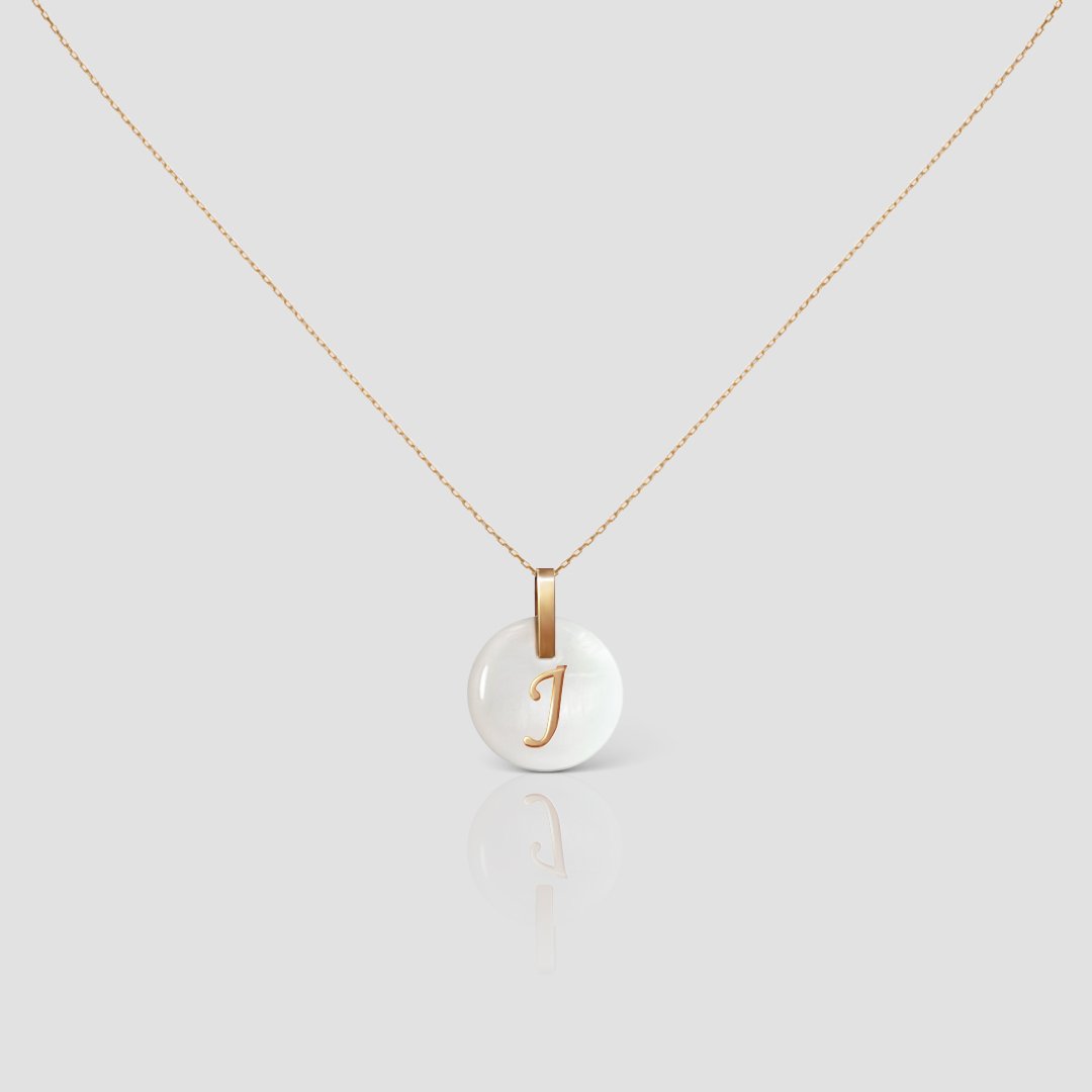Initial Letter Necklace 14K Solid Gold Handmade