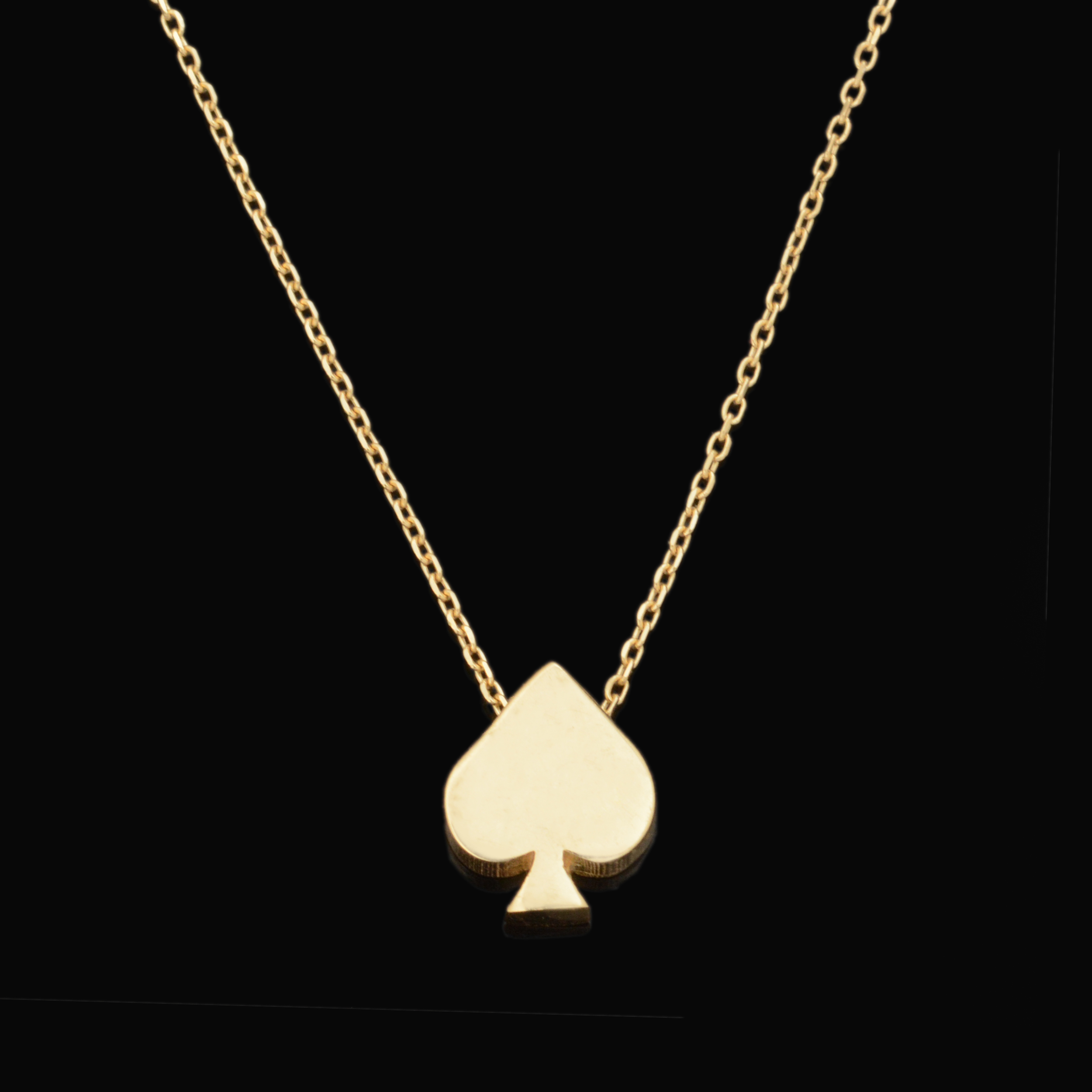 Ace of Spades Poker Necklace, Solid Gold Handcrafted Spades Pendant Necklace, Handmade 14k Solid Gold Spades Luck and Luxury Necklace