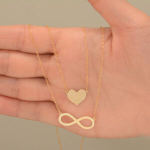 Valentine's Solid Gold Heart Necklace, Handmade Solid Gold Heart Pendant Necklace, Valentine's Gift for Her
