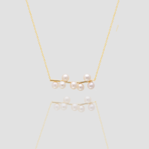 18k solid gold Cluster Pearl Necklace, Handmade Pearl Cluster Necklace, Elegant Dainty Pearl Necklace