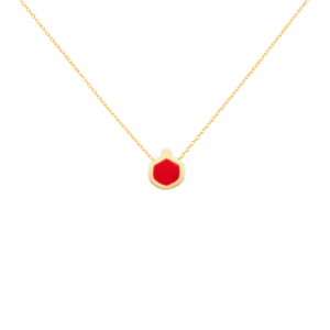 18k Solid Gold Pomegranate Necklace, Handmade Elegance 18k gold Charm necklace, Red Necklace valentines gift
