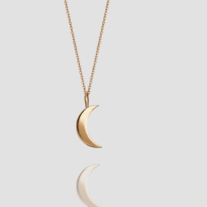 14k Solid Gold Moon Pendant Necklace, Handmade Dainty Moon Necklace, 14k Solid Gold Minimalist Valentine Gift, Birthday Gift