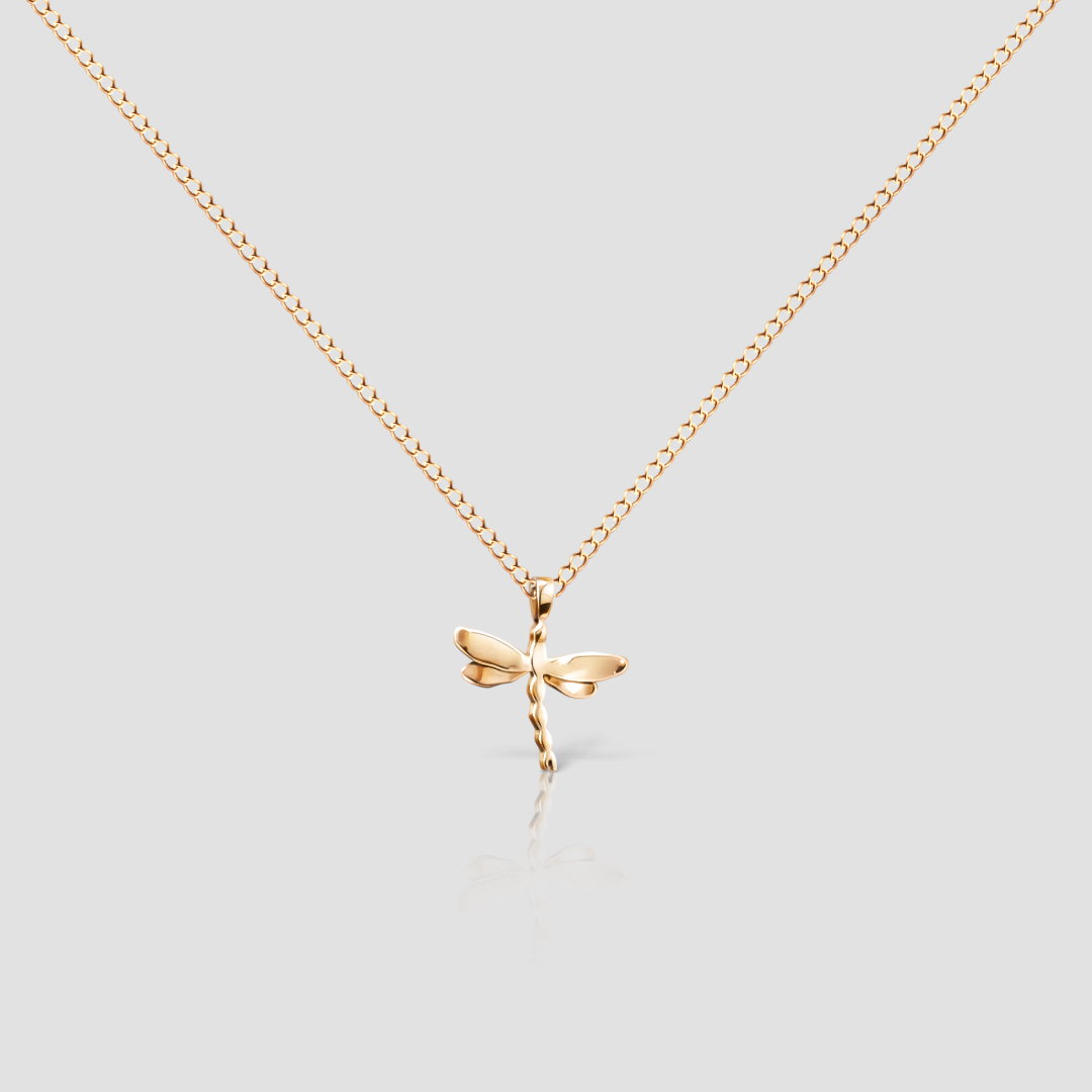 Handmade 14k Gold Dragonfly Necklace, Bug Minimalist Pendant - Image 7