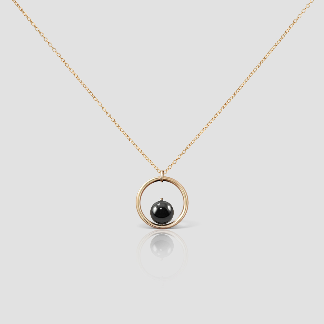 Handmade Solid Gold Hematite Karma Necklace - Image 5