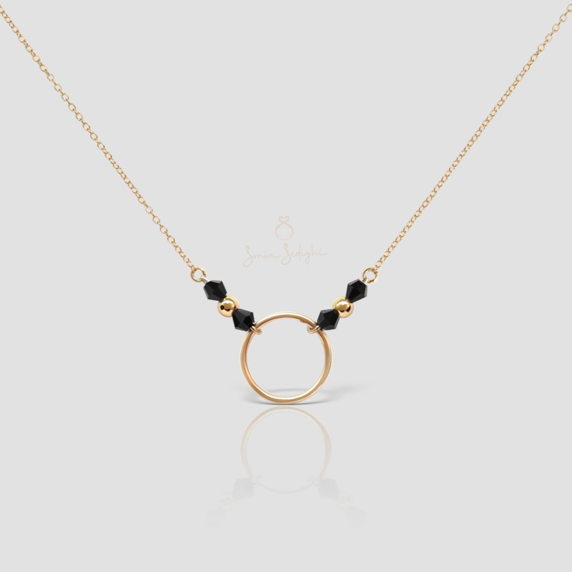 Handmade Gold Karma Necklace ,Minimal Circle Beaded Necklace - Image 5