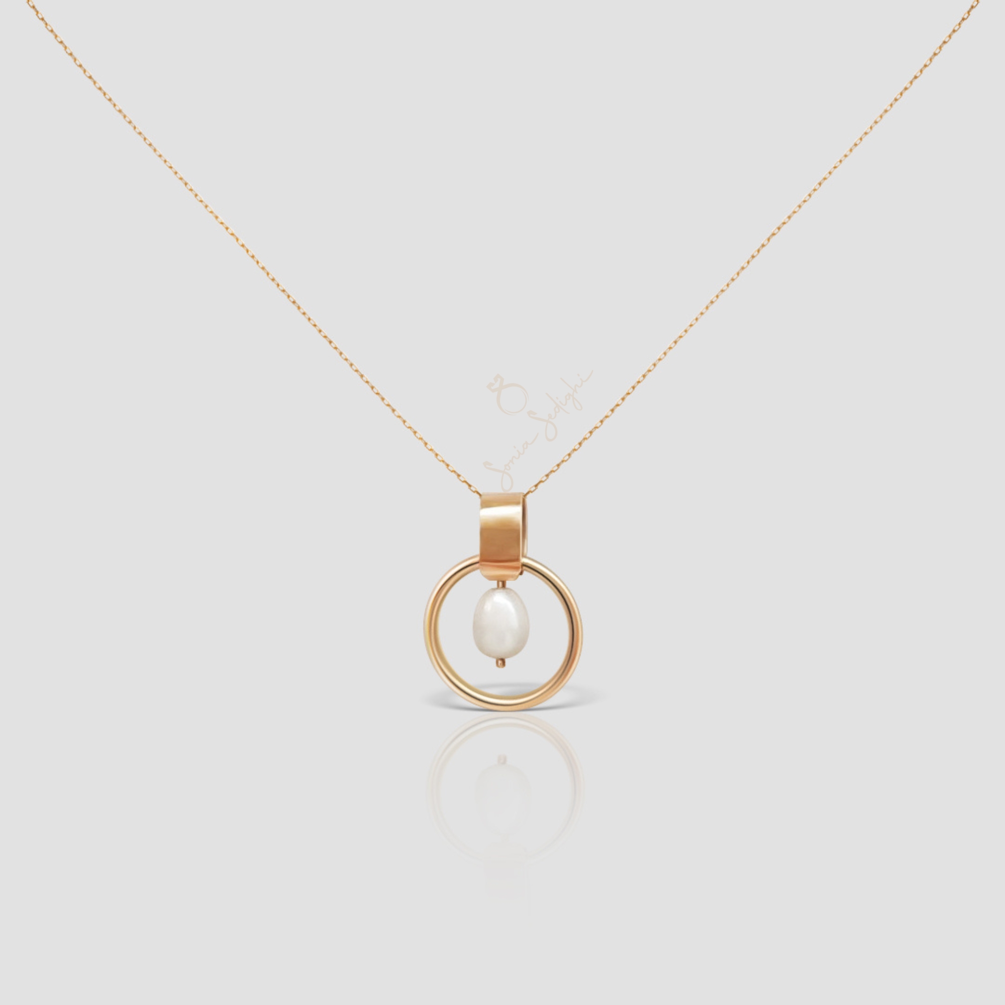 Handmade 14K Gold Pearl Karma Circle Necklace - Image 7