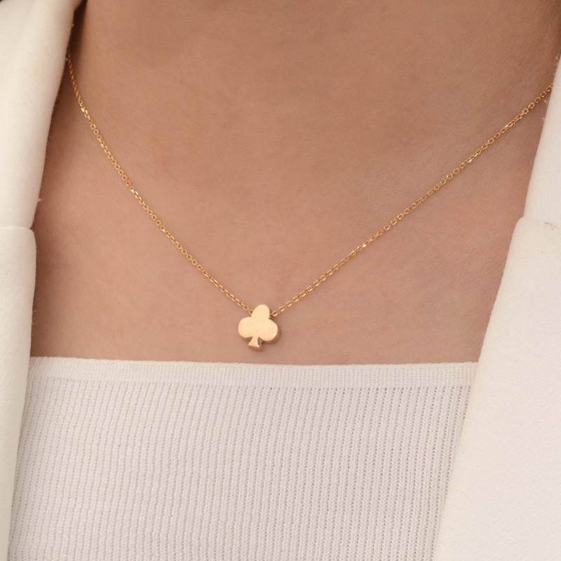 Clover Necklace, Poker Club Solid Gold Pendant Necklace, Handmade 14k Solid Gold Clover Pendant, Poker Club Necklace Luck and Luxury - Image 18