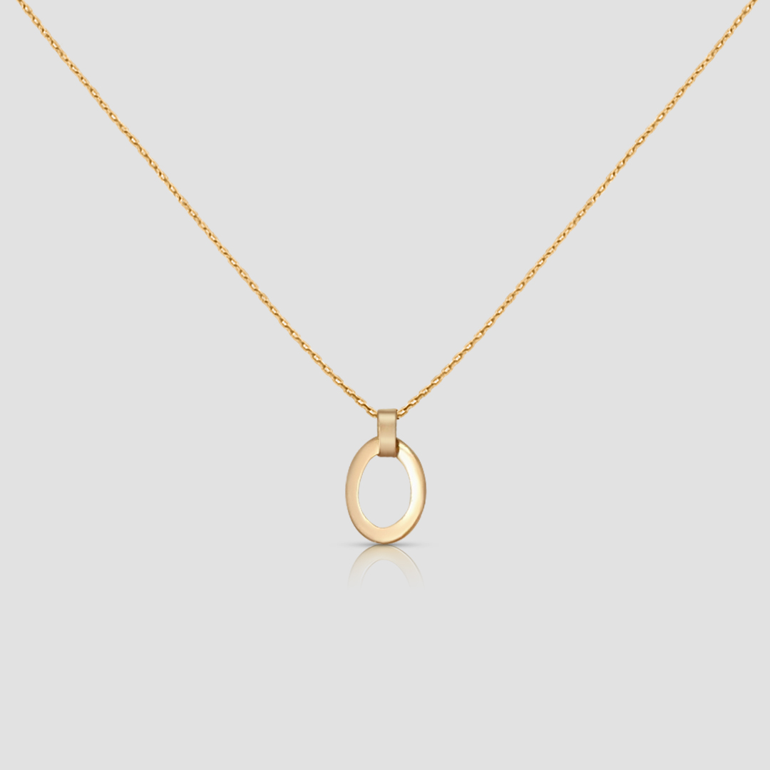 Handmade Minimal Necklace 14k Solid Gold Oval Pendant, Birthday Gift for Her, Christmas Gold Necklace Gift for women - Image 6