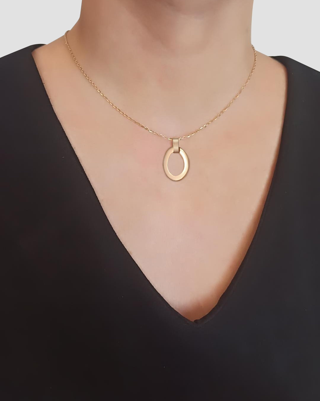 Handmade Minimal Necklace 14k Solid Gold Oval Pendant, Birthday Gift for Her, Christmas Gold Necklace Gift for women - Image 8