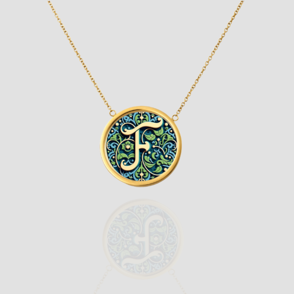 18k Solid Gold Initial Letter Necklace, Handmade Initial Custom Monogram Pendant, Personalized Name Letter F Necklace