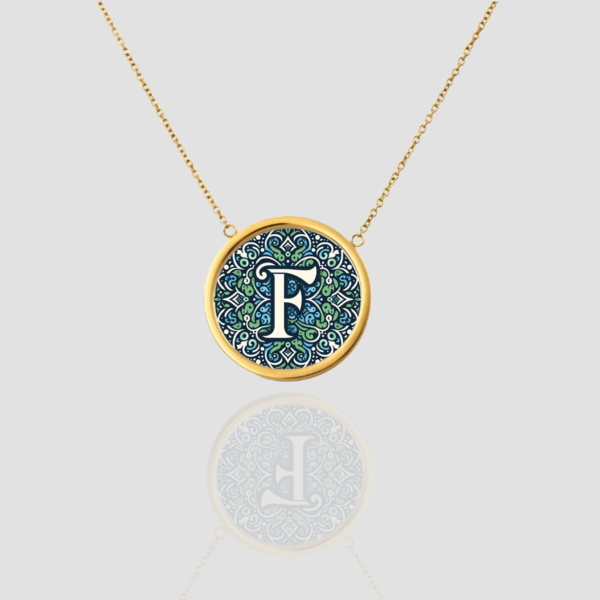 18k Solid Gold Initial Letter Necklace, Handmade Initial Custom Monogram Pendant, Personalized Name Letter F Necklace