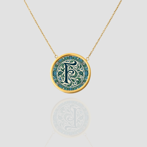 18k Solid Gold Initial Letter Necklace, Handmade Initial Custom Monogram Pendant, Personalized Name Letter F Necklace