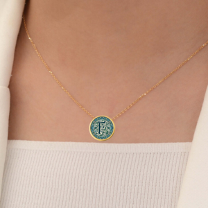 18k Solid Gold Initial Letter Necklace, Handmade Initial Custom Monogram Pendant, Personalized Name Letter F Necklace