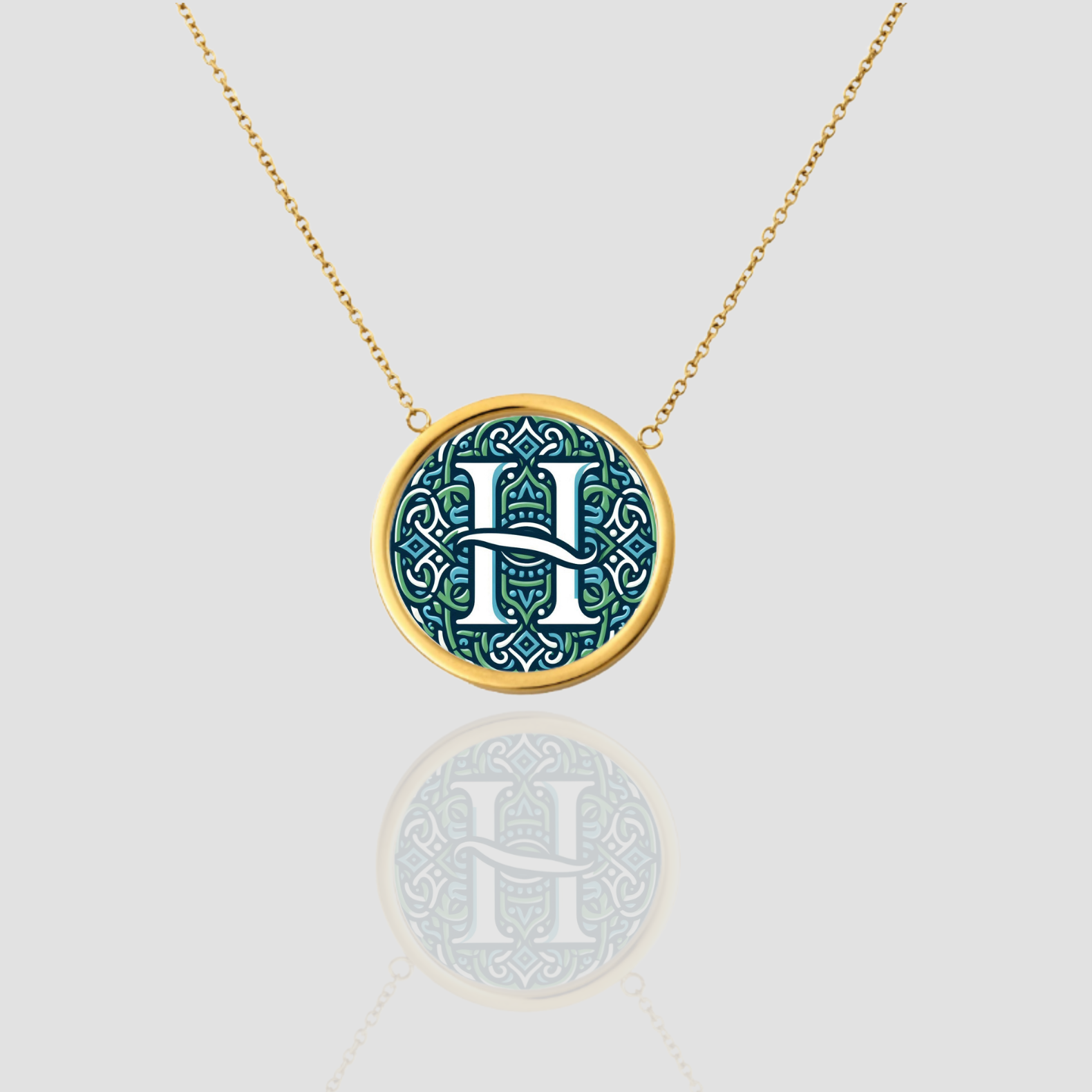 Handmade 18k Solid Gold Initial Letter Necklace, Custom Monogram Pendant, Personalized Name Letter H Necklace