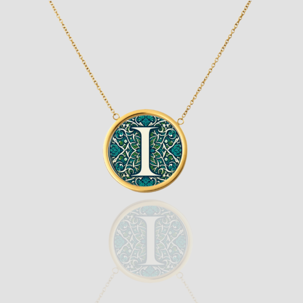 18k Solid Gold Initial Letter Necklace, Handmade Custom Monogram Pendant, Personalized Name Letter I Necklace