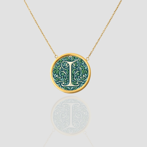 18k Solid Gold Initial Letter Necklace, Handmade Custom Monogram Pendant, Personalized Name Letter I Necklace