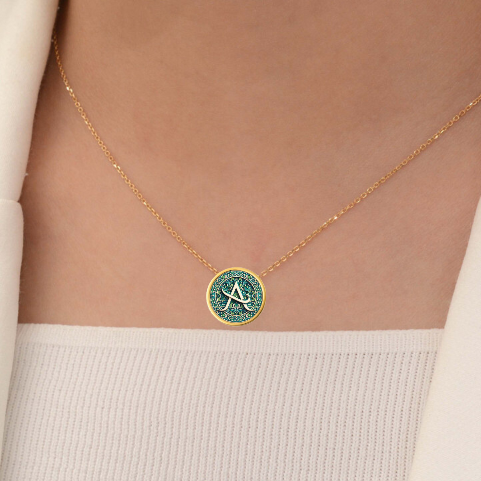 Handmade Solid Gold Initial Letter Necklace, Personalized Necklace Custom Monogram Pendant, Name Letter A Initial Pendant - Image 7
