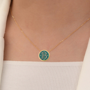 18k Solid Gold Initial Letter Necklace, Handmade Personalized Pendant Custom Monogram Necklace, Letter B Initial Pendant