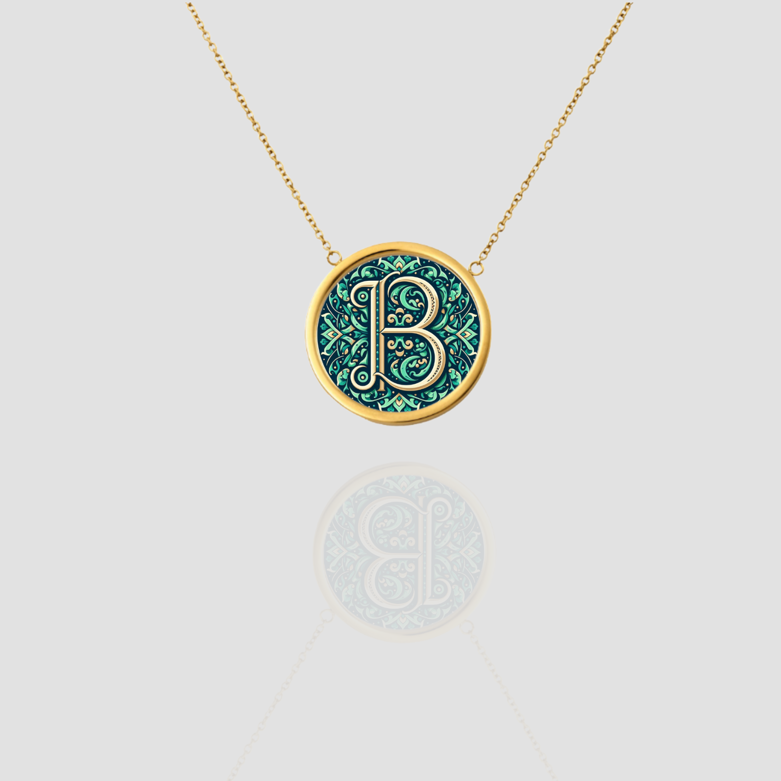 18k Solid Gold Initial Letter Necklace, Handmade Personalized Pendant Custom Monogram Necklace, Letter B Initial Pendant